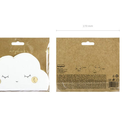 Servetten Wolk 16cm 20st van Partydeco koop je bij Partywinkel