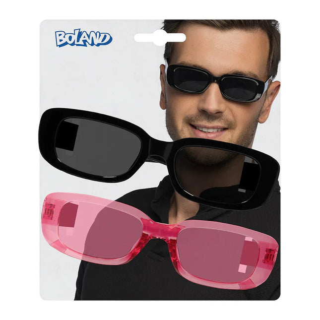 Set 2 Partybrillen Techno (zwart en roze) van Boland koop je bij Partywinkel