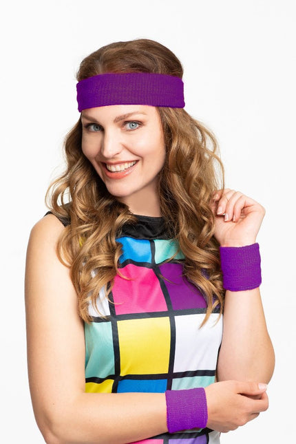 Set Hoofdband/Polsbandjes Paars - 6 Pack van Partychimp koop je bij Partywinkel