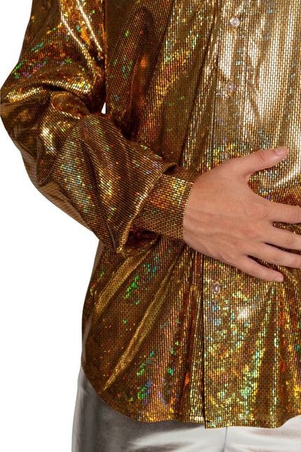 Shiny Disco Shirt Goud van Partychimp koop je bij Partywinkel