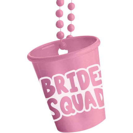 Shotglaasje aan ketting - Bride Squad - She Said Yaasss - Roze van Folat koop je bij Partywinkel