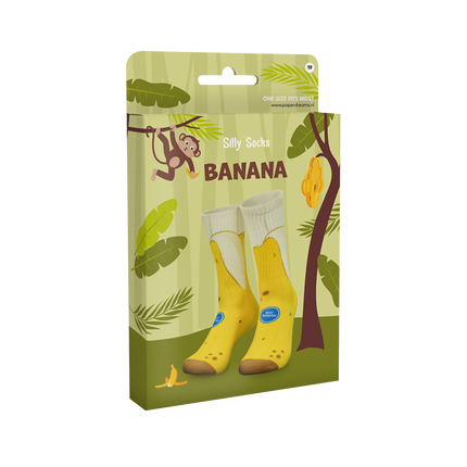 Roliga strumpor med bananmotiv