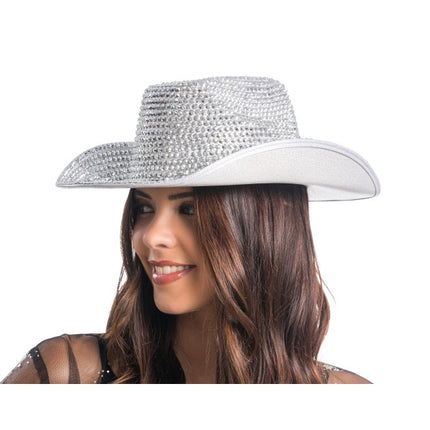 Cowboyhatt i silver med strass