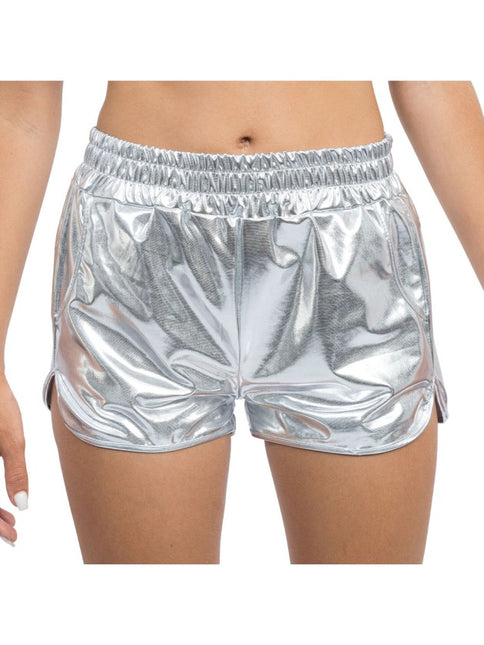 Silvermetallic-shorts för damer
