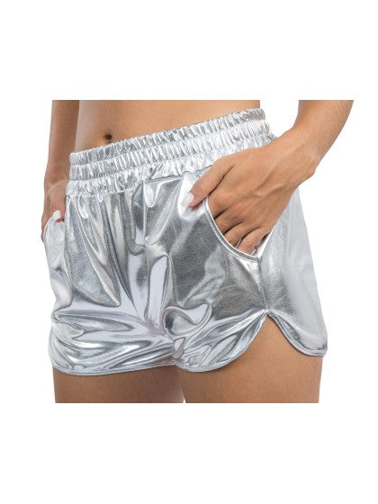 Silvermetallic-shorts för damer