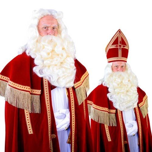 Sinterklaas Baard Met Vaste Snor Madrid Kanekalon van Haza Witbaard koop je bij Partywinkel