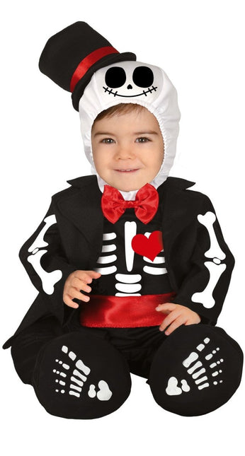Skelet Halloween Kostuum Baby rode strik van Fiestas Guirca koop je bij Partywinkel