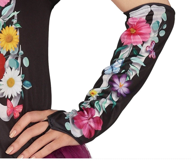 Skelet Halloween Kostuum Dames tutu bloemen van Fiestas Guirca koop je bij Partywinkel