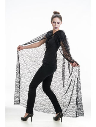 Schedel Cape med huva, svart, 145 cm