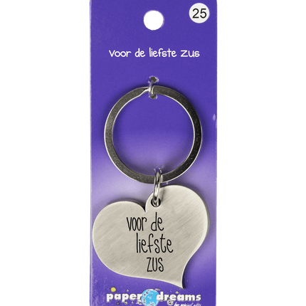 Sleutelhanger Liefste Zus 10cm van Paper Dreams koop je bij Partywinkel