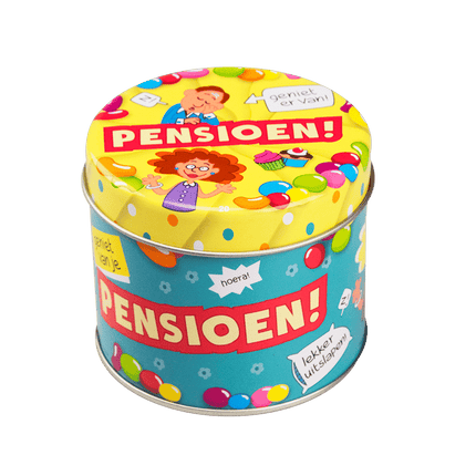 Snoepblik Pensioen 9cm van Paper Dreams koop je bij Partywinkel