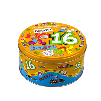 Snoeptrommel 16 Jaar 14cm van Paper Dreams koop je bij Partywinkel