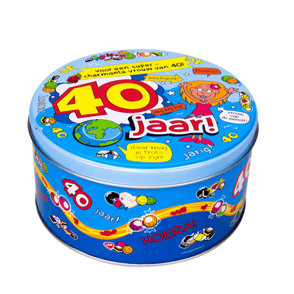 Snoeptrommel 40 Jaar Vrouw 14cm van Paper Dreams koop je bij Partywinkel