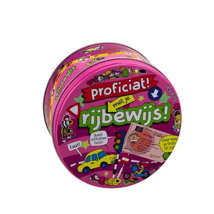 Snoeptrommel Geslaagd Rijbewijs 14cm van Paper Dreams koop je bij Partywinkel