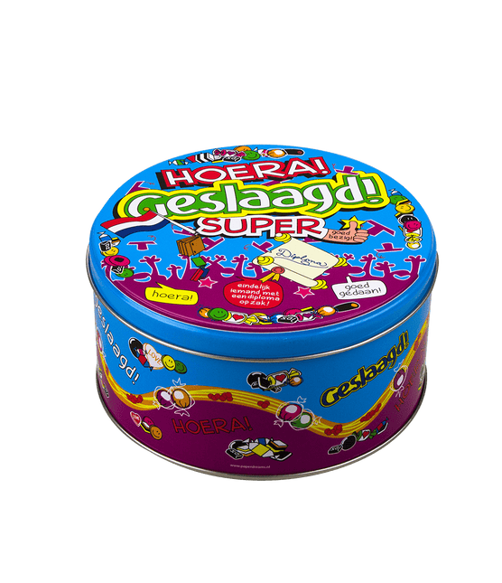 Snoeptrommel Geslaagd School 14cm van Paper Dreams koop je bij Partywinkel