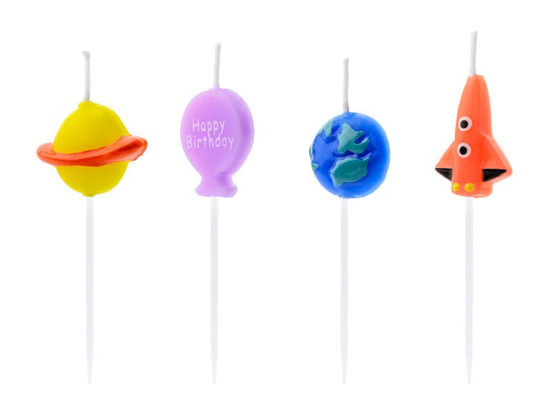 Space Kaarsen 3cm 4st van Partydeco koop je bij Partywinkel