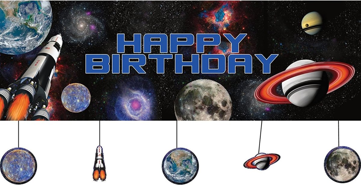 Space Party Banner Happy Birthday 1,52m van Creative Converting koop je bij Partywinkel