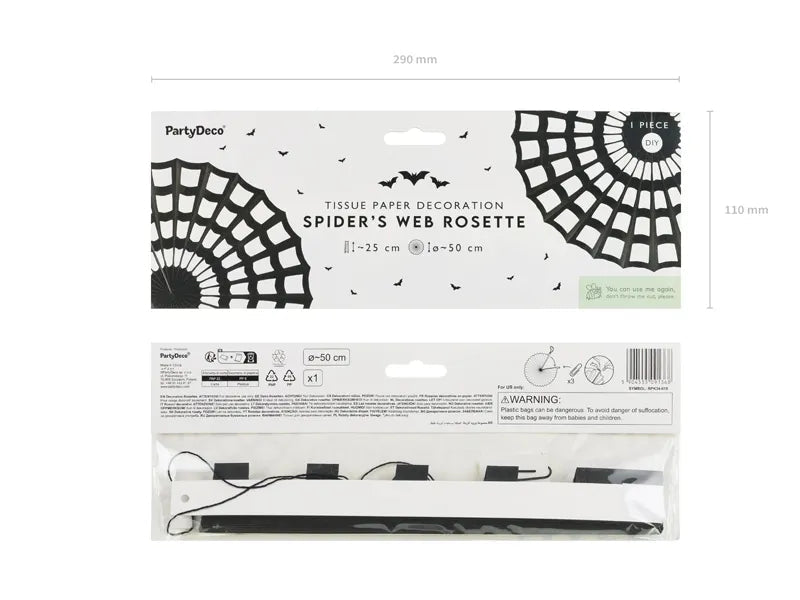 Spinnenweb Hangdecoratie Zwart 50cm van Partydeco koop je bij Partywinkel