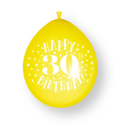 10 st. ”Happy 30th Birthday”-ballonger i latex, 23 cm