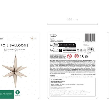 Ster Ballon Beige 50cm van Partydeco koop je bij Partywinkel