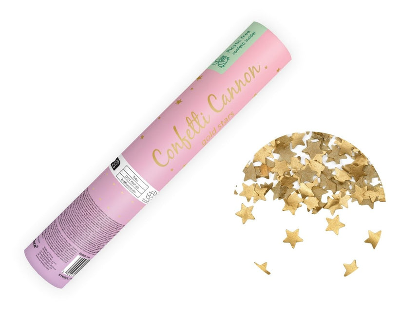Ster Confetti Kanon Goud 20cm van Partydeco koop je bij Partywinkel