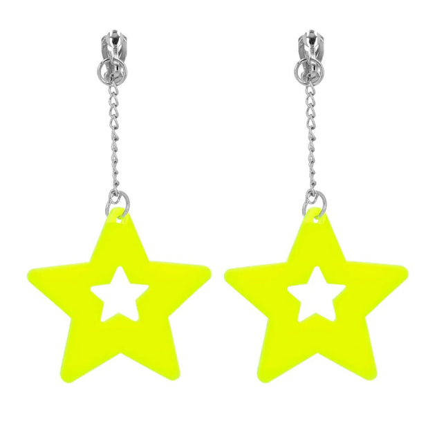 Ster Oorbellen Neon Geel van Boland koop je bij Partywinkel