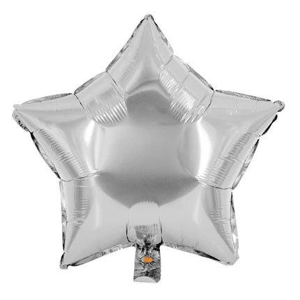 Stjärnformad heliumballong, silver, enfärgad, tom, 45 cm