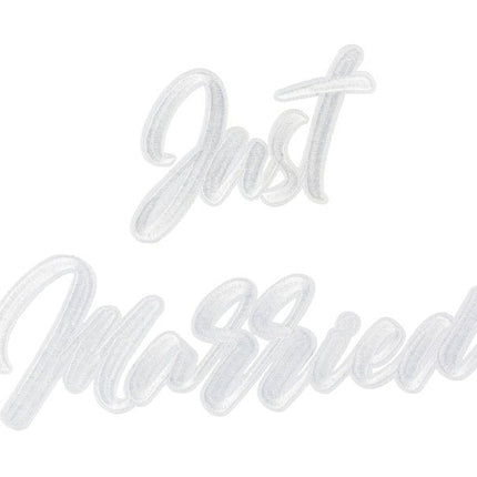Strijk Embleem Just Married 30cm van Partydeco koop je bij Partywinkel