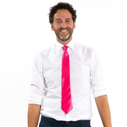Stropdas Neon Roze 50cm van Partychimp koop je bij Partywinkel