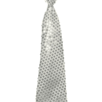 Zilveren Stropdas Pailletten van Wilbers & Wilbers koop je bij Partywinkel