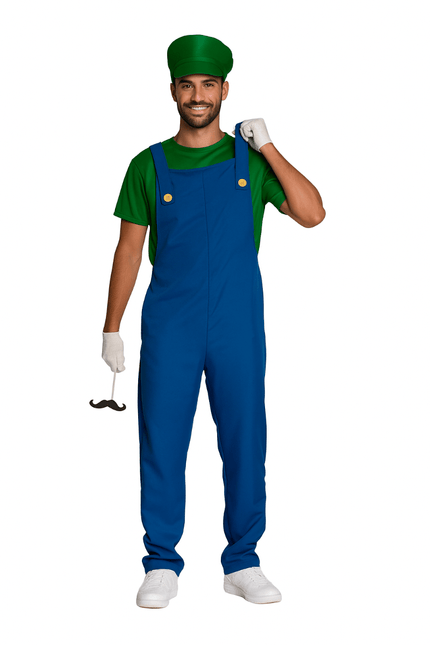 Super Mario Pak Groen Blauw Heren Luigi van PartyXclusive koop je bij Partywinkel
