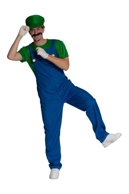 Super Mario Pak Groen Blauw Heren Luigi van PartyXclusive koop je bij Partywinkel