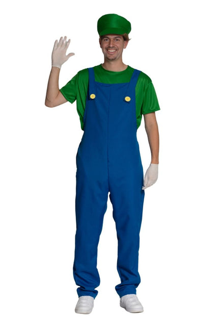 Super Mario Pak Groen Blauw Heren Luigi van PartyXclusive koop je bij Partywinkel
