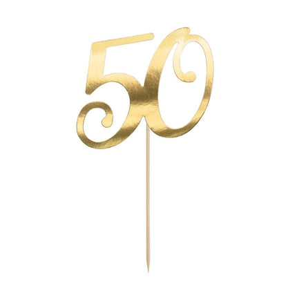 Taarttopper 50 Jaar Goud 20,5cm van Partydeco koop je bij Partywinkel