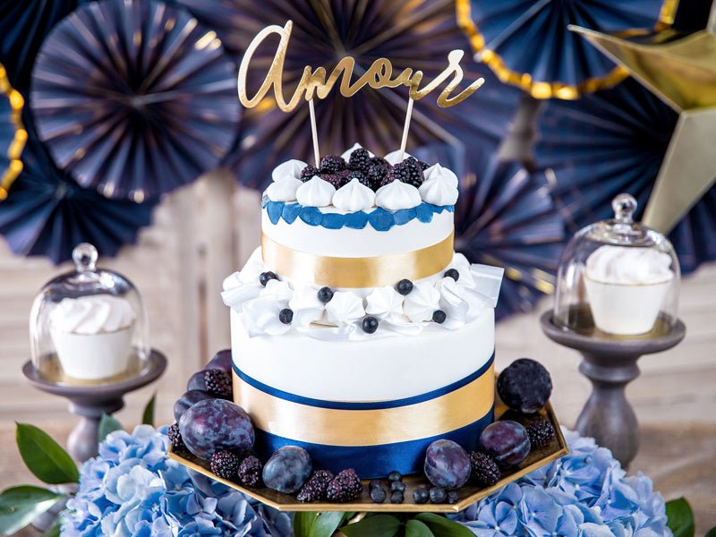 Taarttopper Amour Goud 22,5cm van Partydeco koop je bij Partywinkel