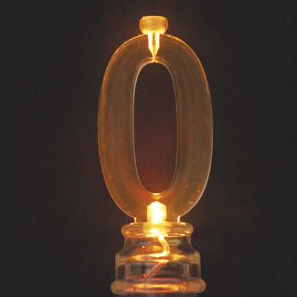 Taarttopper Cijfer 0 Verlichting 13cm 5 delig van Unique koop je bij Partywinkel