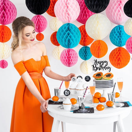 Taarttopper Happy Birthday Zwart 22,5cm van Partydeco koop je bij Partywinkel