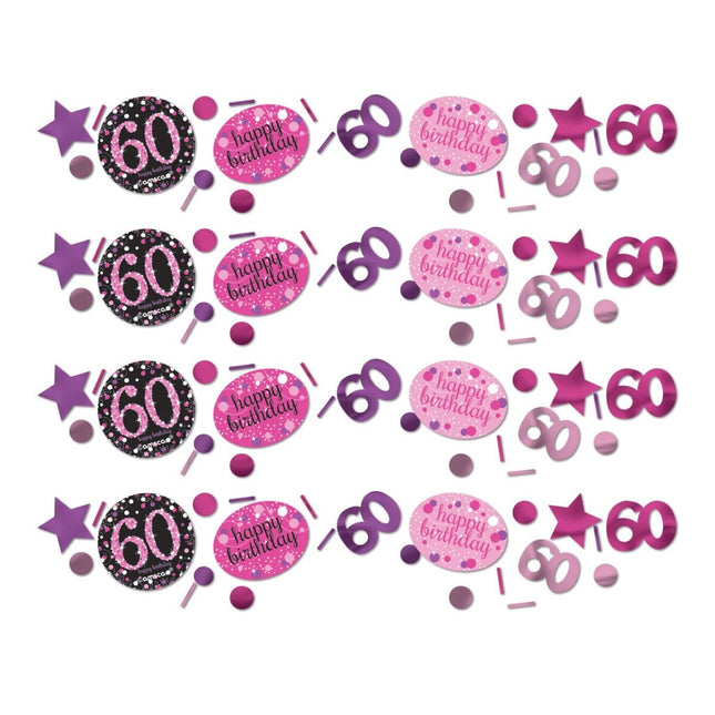 Tafelconfetti 60 Jaar Happy Birthday Roze 34gr van Riethmueller koop je bij Partywinkel