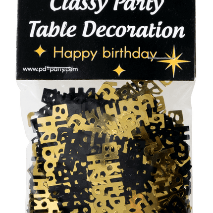 Tafelconfetti Happy Birthday Goud/Zwart 20gr van Paper Dreams koop je bij Partywinkel