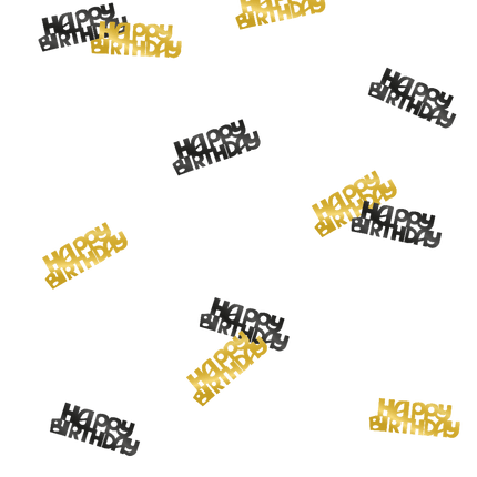 Tafelconfetti Happy Birthday Goud/Zwart 20gr van Paper Dreams koop je bij Partywinkel