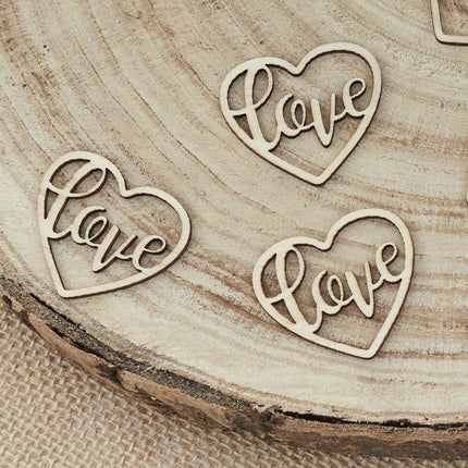 Tafelconfetti Love Hart Hout 3,5cm 24st van Ginger Ray koop je bij Partywinkel