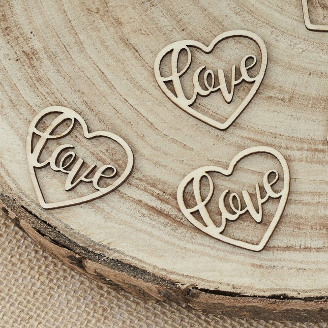 Tafelconfetti Love Hart Hout 3,5cm 24st van Ginger Ray koop je bij Partywinkel