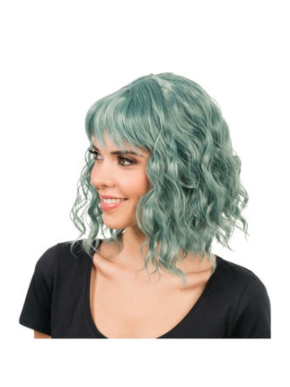 Tessa-peruk, grön, 35 cm