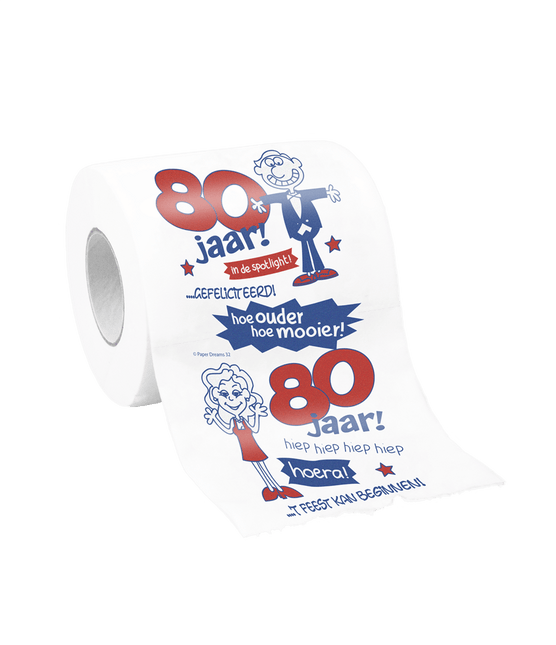 Toiletpapier 80 Jaar van Paper Dreams koop je bij Partywinkel