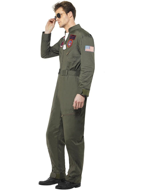 Top Gun Deluxe Heren Kostuum, groen van Smiffys koop je bij Partywinkel