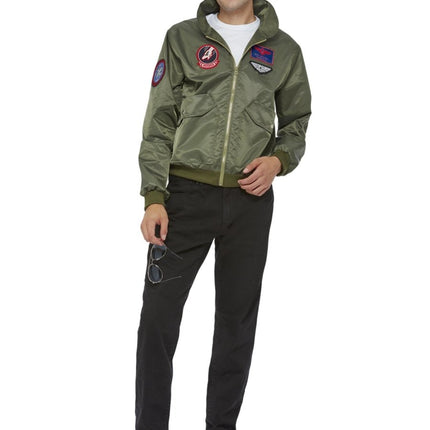 Top Gun Maverick Bomber Jacket, Groen van Smiffys koop je bij Partywinkel