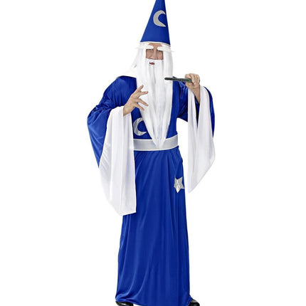 Tovenaar Kostuum Blauw Wit Heren van Widmann koop je bij Partywinkel