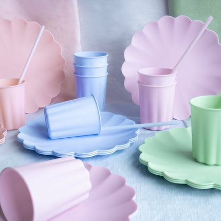 Turquoise Bekers Plastic 220ml 4st van Partydeco koop je bij Partywinkel