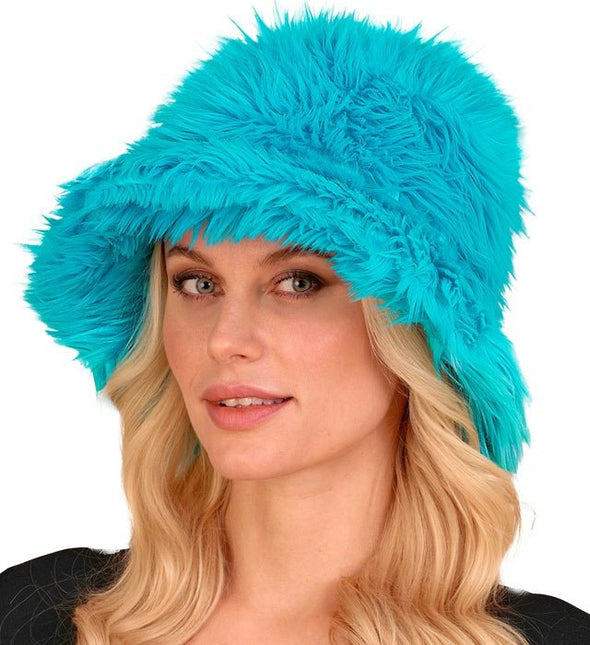 Turquoise Bucket Hat Pluche van Widmann koop je bij Partywinkel