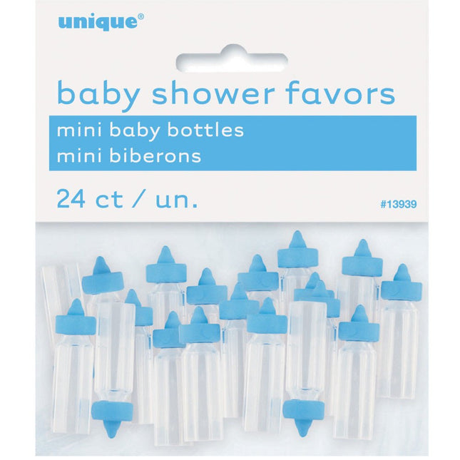 Uitdeelcadeautjes Kleine Baby Flesjes Blauw 24st van Unique koop je bij Partywinkel
